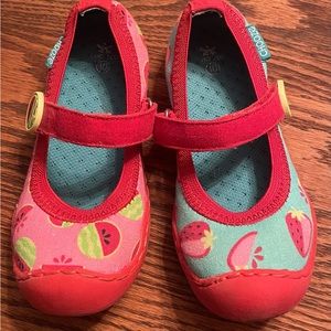 Chooze Size 10 Velcro, Girls Shoes with Watermelons and Strawberries